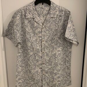 Men's Casual Leaf Print Button Down Shirt